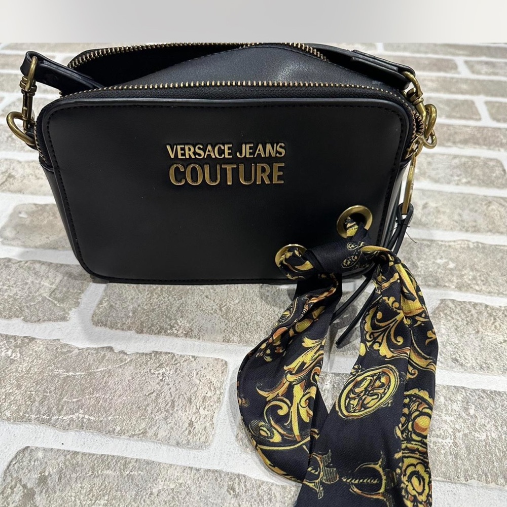 Versace Jeans Couture Black crossbody with Gold Accents authentic